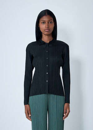 Pleats Please Issey Miyake Pleated Shirt Black plp0261007