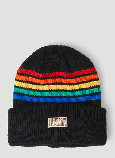 Island Stripe Beanie Hat Pleasures Island Stripe Beanie Hat Black pls0145011