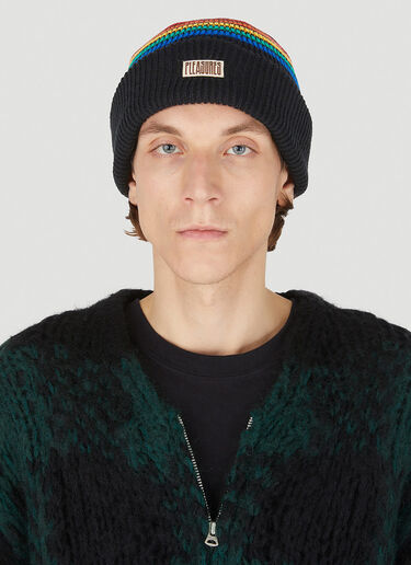 Island Stripe Beanie Hat Pleasures Island Stripe Beanie Hat Black pls0145011