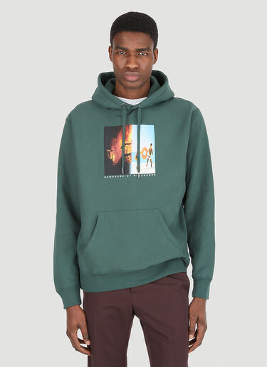Pleasures x New Order Republic Premium Hooded Sweatshirt Green pls0146015