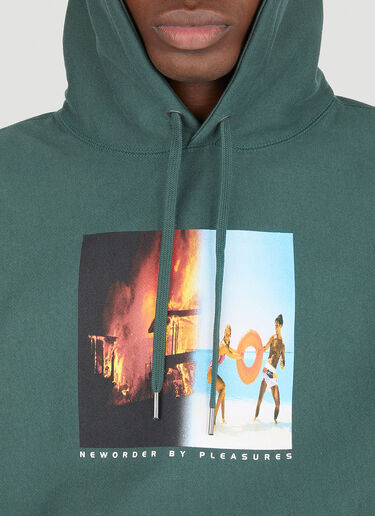 Pleasures x New Order Republic Premium Hooded Sweatshirt Green pls0146015