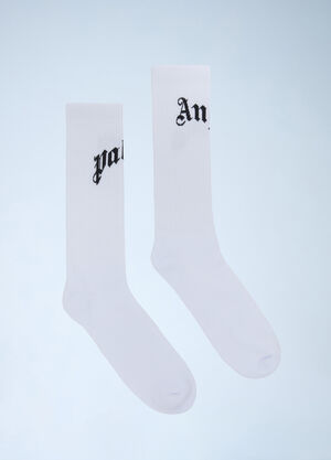 Palm Angels Curved Logo Socks White pma0160010