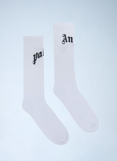 Curved Logo Socks Palm Angels Curved Logo Socks White pma0160010
