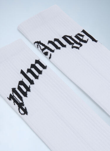 Curved Logo Socks Palm Angels Curved Logo Socks White pma0160010