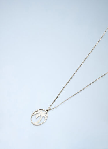 Palm Angels Oval Palm Necklace Grey pma0160018