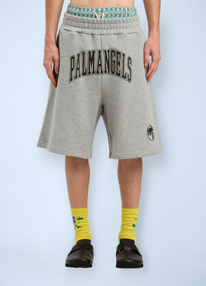Palm Angels Logo Print Shorts Grey pma0160024