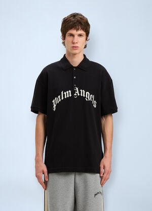 Palm Angels Logo Motif Polo Shirt Black pma0160025
