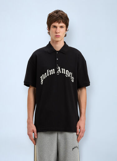 Logo Motif Polo Shirt Palm Angels Logo Motif Polo Shirt Black pma0160025