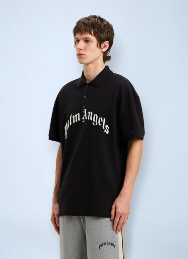 Logo Motif Polo Shirt Palm Angels Logo Motif Polo Shirt Black pma0160025