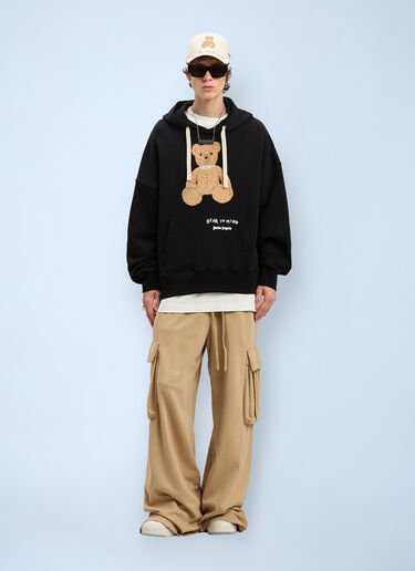 Logo Motif Hooded Sweatshirt Palm Angels Logo Motif Hooded Sweatshirt Black pma0160028