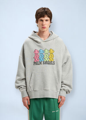 Palm Angels Logo Motif Hooded Sweatshirt Grey pma0160035
