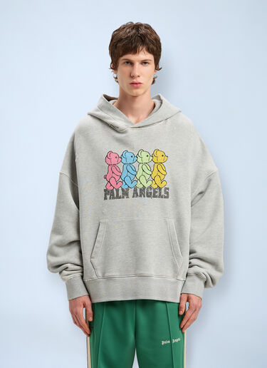 Logo Motif Hooded Sweatshirt Palm Angels Logo Motif Hooded Sweatshirt Grey pma0160035