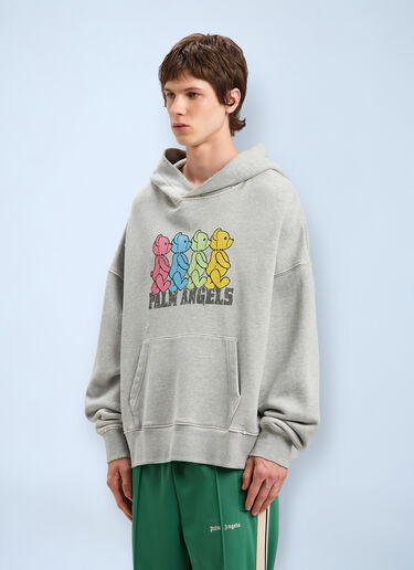 Logo Motif Hooded Sweatshirt Palm Angels Logo Motif Hooded Sweatshirt Grey pma0160035