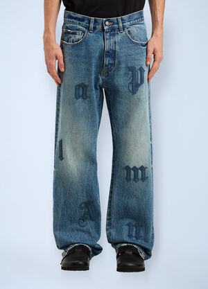 Palm Angels Logo Motif Jeans Blue pma0160047
