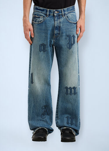Logo Motif Jeans Palm Angels Logo Motif Jeans Blue pma0160047