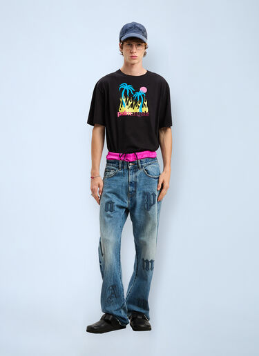 Logo Motif Jeans Palm Angels Logo Motif Jeans Blue pma0160047
