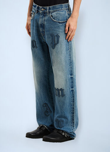 Logo Motif Jeans Palm Angels Logo Motif Jeans Blue pma0160047