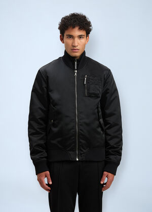 Palm Angels Logo Print Bomber Jacket Black pma0160048