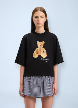 Palm Angels Cropped Bear In Mind T-shirt Black pma0260053