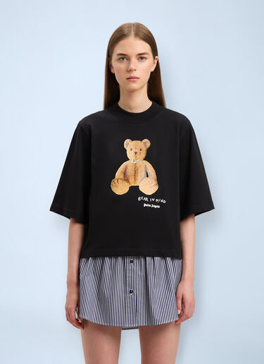 Palm Angels Cropped Bear In Mind T-shirt Black pma0260053