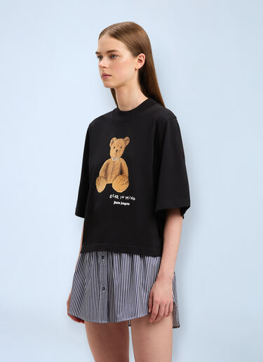 Cropped Bear In Mind T-shirt Palm Angels Cropped Bear In Mind T-shirt Black pma0260053