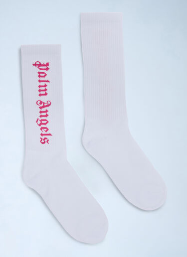 Palm Angels Logo Motif Socks White pma0260054
