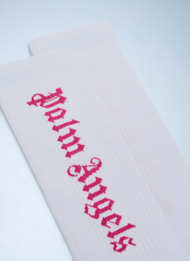 Palm Angels Logo Motif Socks White pma0260054