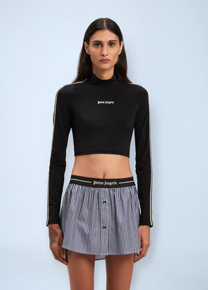 Palm Angels Cropped Logo Motif T-Shirt Black pma0260055