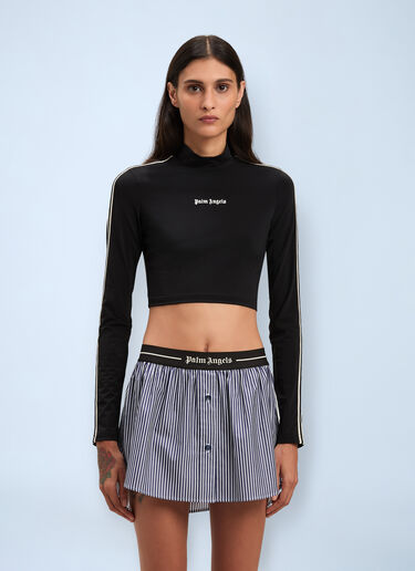 Cropped Logo Motif T-Shirt Palm Angels Cropped Logo Motif T-Shirt Black pma0260055