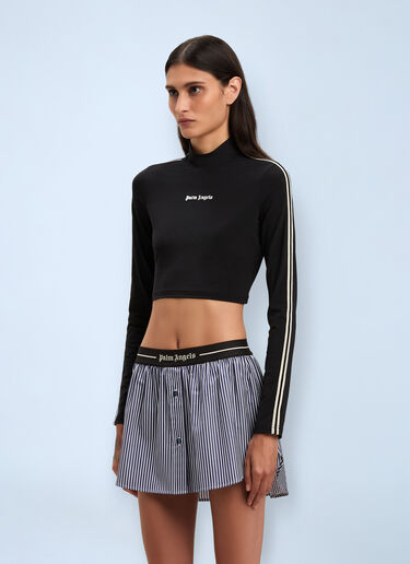 Cropped Logo Motif T-Shirt Palm Angels Cropped Logo Motif T-Shirt Black pma0260055