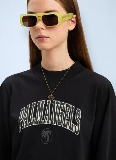 Logo Motif T-shirt Palm Angels Logo Motif T-shirt Black pma0260057