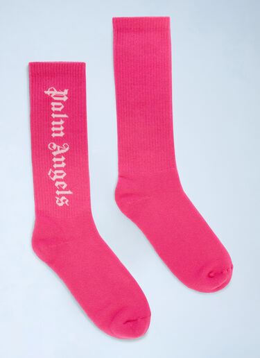 Logo Motif Socks Palm Angels Logo Motif Socks Pink pma0260058