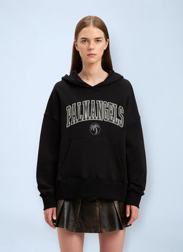 Logo Motif Hooded Sweatshirt Palm Angels Logo Motif Hooded Sweatshirt Black pma0260062