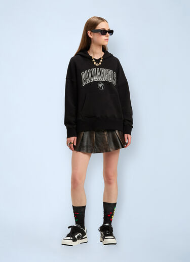 Logo Motif Hooded Sweatshirt Palm Angels Logo Motif Hooded Sweatshirt Black pma0260062