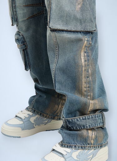 Metal Brushed Cargo Pants Palm Angels Metal Brushed Cargo Pants Blue pma0260072