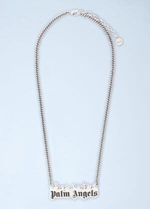 Palm Angels Burning Logo Necklace Grey pma0360038