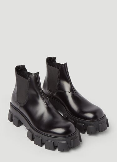 Prada Monolith 皮革切尔西靴 黑 pra0145020