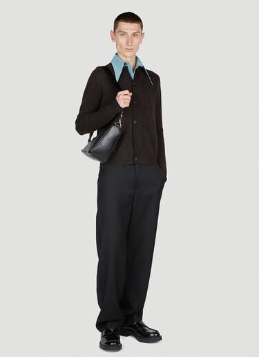 Prada Contrast Point Collar Cardigan Brown pra0154005
