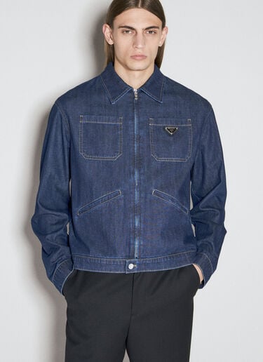 Prada Logo Plaque Denim Jacket Blue pra0156005