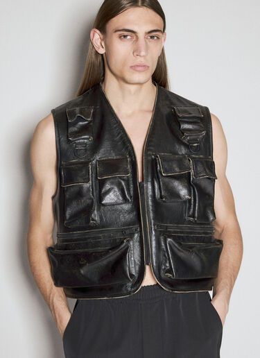 Prada Leather Cargo Vest Black pra0156008