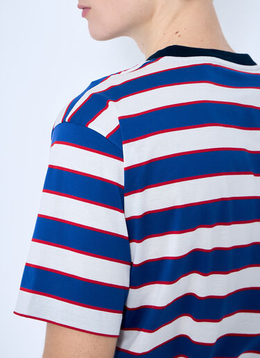 Logo Embroidery Striped T-Shirt Prada Logo Embroidery Striped T-Shirt Blue pra0160003