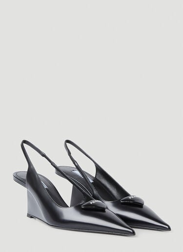 Prada 브러쉬드 가죽 싱백 펌프스 블랙 pra0248060