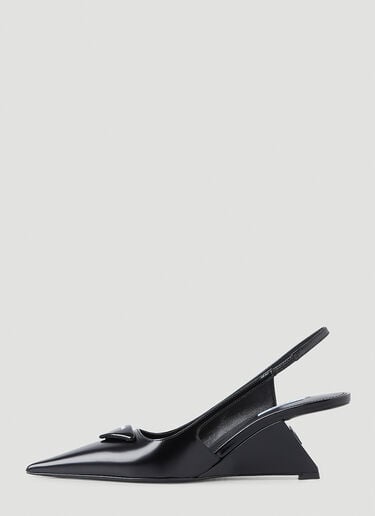 Prada 브러쉬드 가죽 싱백 펌프스 블랙 pra0248060