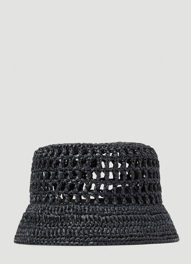 Prada Raffia Woven Bucket Hat Black pra0252027