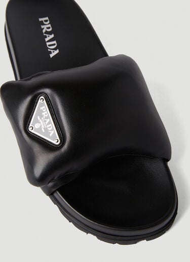 Padded Logo Plaque Slides Prada Padded Logo Plaque Slides Black pra0252046