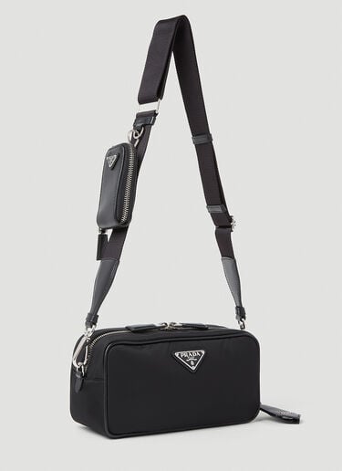 Prada Logo Plaque Shoulder Bag Black pra0254034