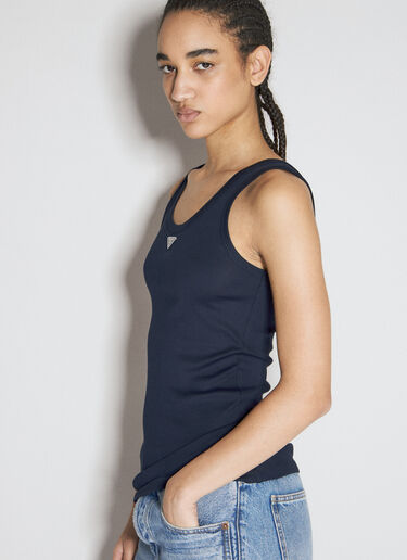 Logo Plaque Tank Top Prada Logo Plaque Tank Top Navy pra0256007
