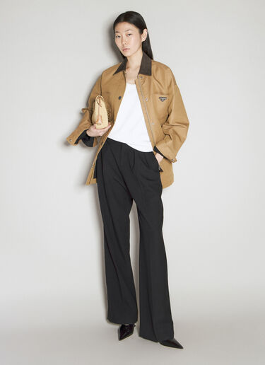 Prada 徽标铭牌帆布夹克 米色 pra0256012
