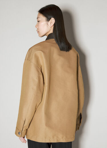 徽标铭牌帆布夹克 Prada 徽标铭牌帆布夹克 米色 pra0256012