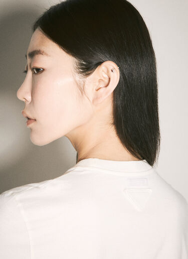 Prada 徽标印花短款 T 恤  白色 pra0258008